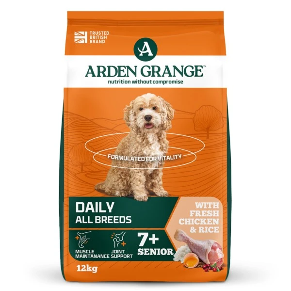 Arden Grange Senior Dry Dog Food, Chicken & Rice 2kg 6kg 12kg