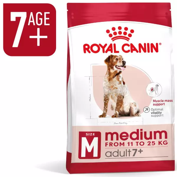 Royal Canin Dry Dog Food Medium Adult  7+ (Various)