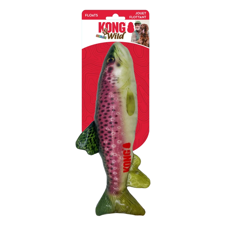 Kong Wild Shieldz Trout Durable Fetch Dog Toy Medium