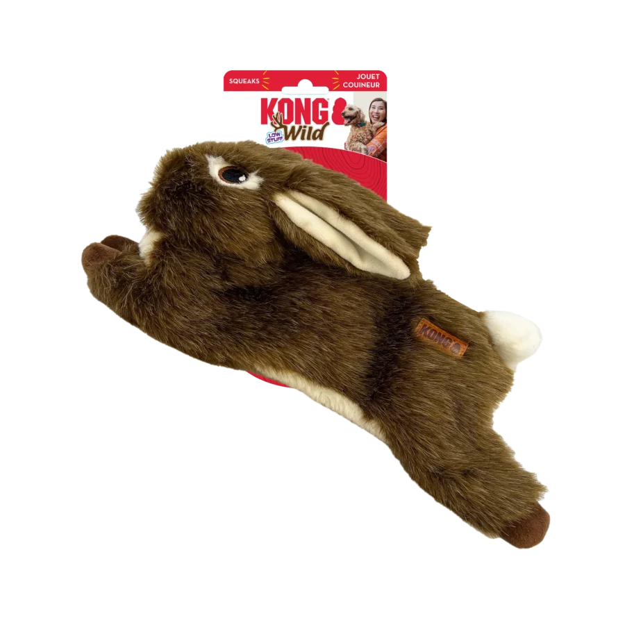 Kong Wild Low Stuff Rabbit Squeaky Plush Dog Toy Medium