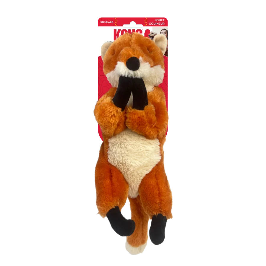 Kong Wild Low Stuff Fox Squeaky Plush Dog Toy Medium