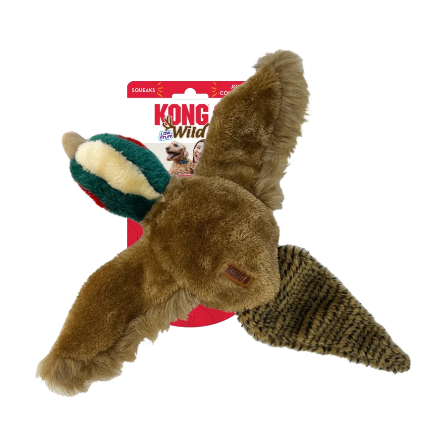 Kong Wild Low Stuff Pheasant Squeaky Plush Dog Toy Medium