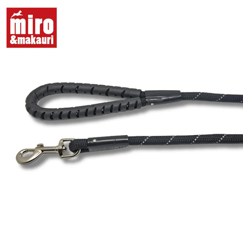 Miro & Makauri Rubber Handle Rope Lead Trigger Black (2 Sizes)