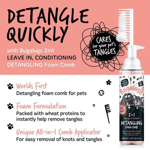 Bugalugs 2 in 1 Detangle & Conditioning Foam Comb 150ml - Image 4