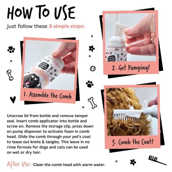 Bugalugs 2 in 1 Detangle & Conditioning Foam Comb 150ml - Image 5