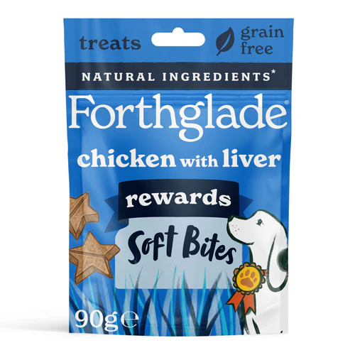 Forthglade Grain Free Soft Bites Rewards Chicken & Liver Training Treats 90g