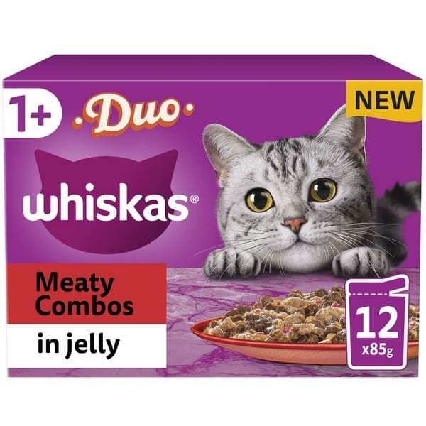 Whiskas Adult Cat Pouches Duo Meaty Combos in Jelly 12x85g