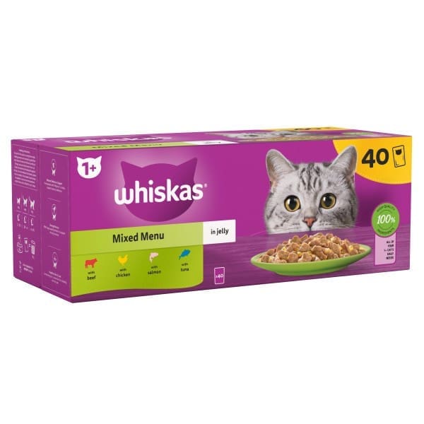 Whiskas Adult Cat Pouches Mixed Menu in Jelly 40x85g